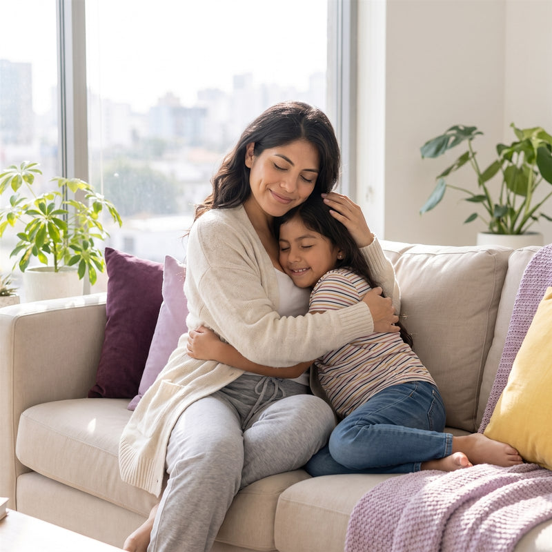 Mamá e hija abrazándose