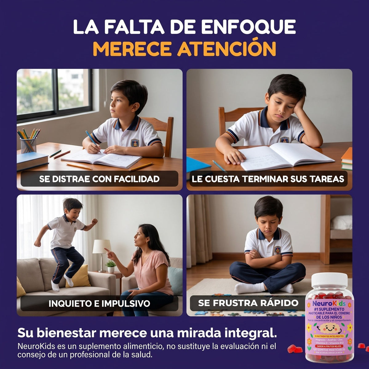 Niño que se distrae, es inquieto y se frustra rápido