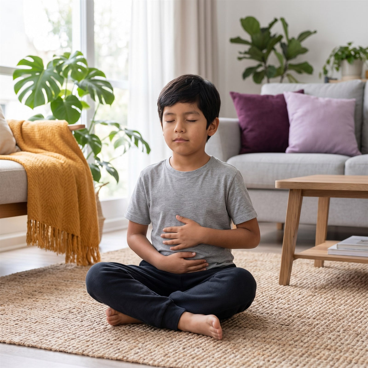 Niño respirando tranquilo